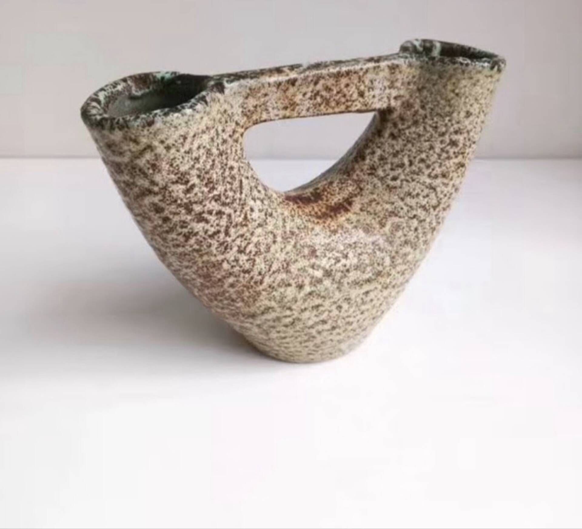 Sculptural double neck vase in stoneware - pottery of the great oak, Vallauris