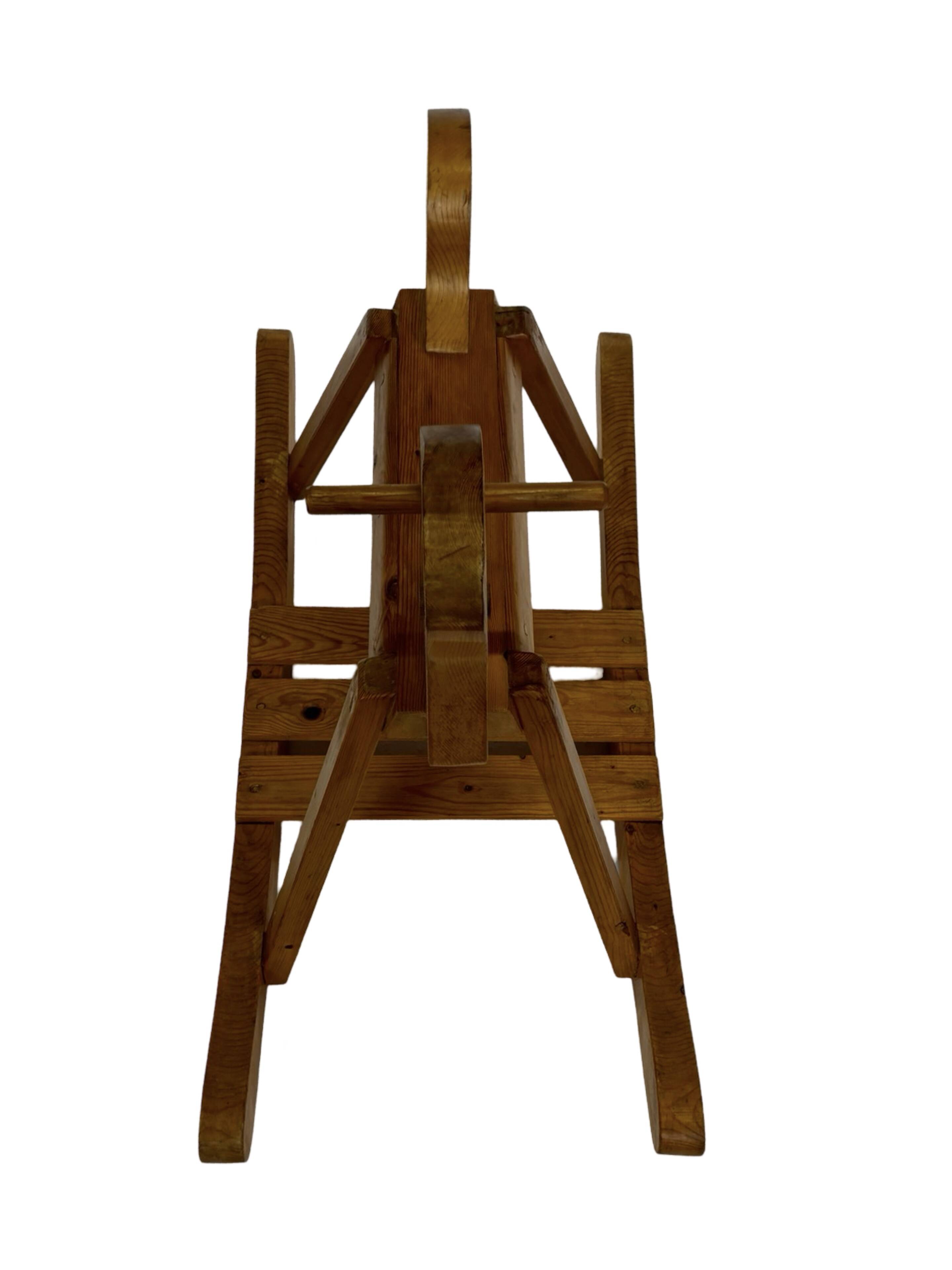 Vintage rocking horse 60s pinewood design minimalist design