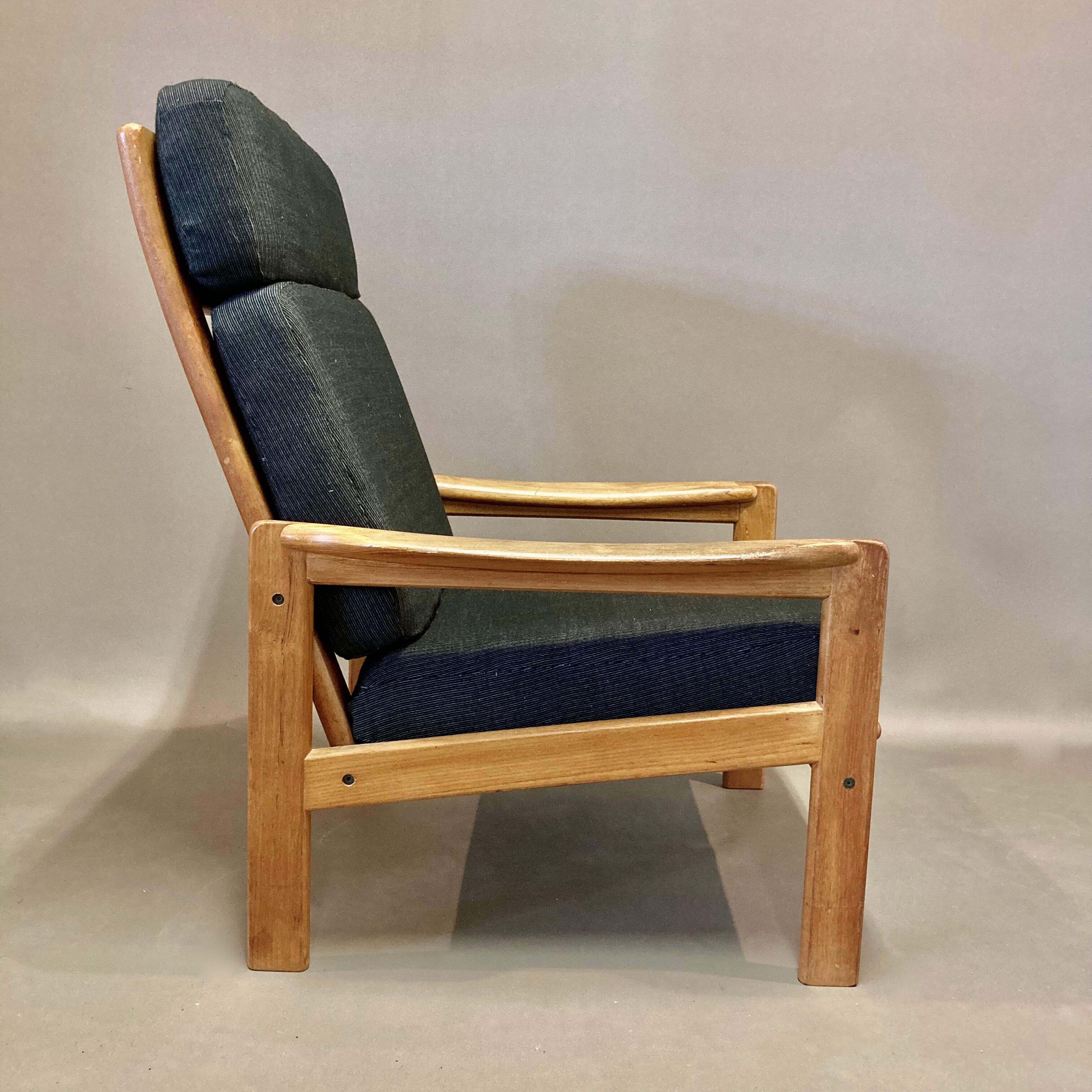 Teak and linen armchair Scandinavian design 1950.