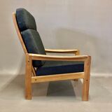 Teak and linen armchair Scandinavian design 1950.