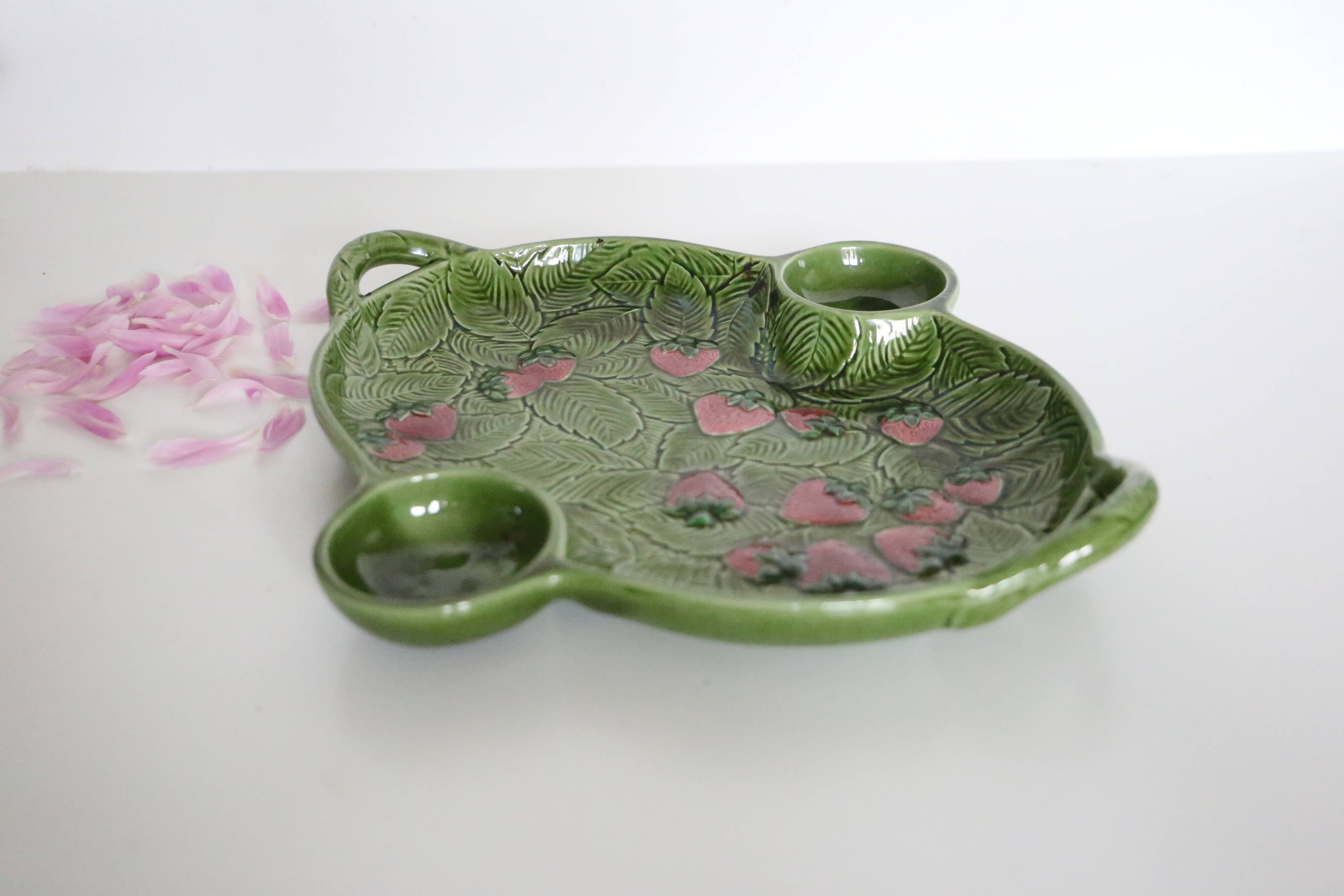 Strawberry serving dish, vintage