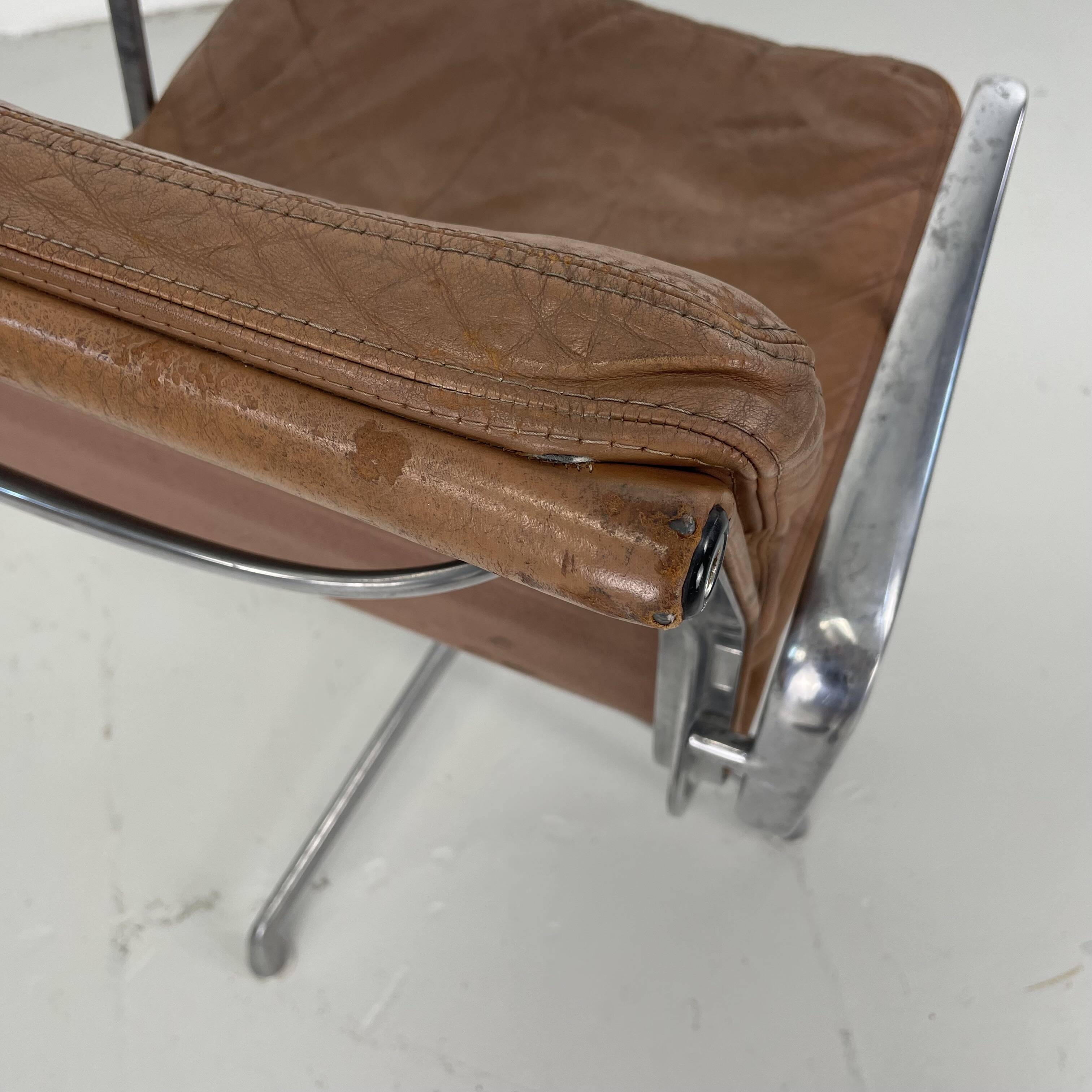Eames Herman Miller tan / camel leather Soft Pad Group chair