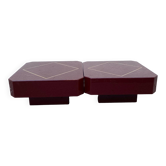 Pair of vintage lacquered and brass coffee tables, 1970