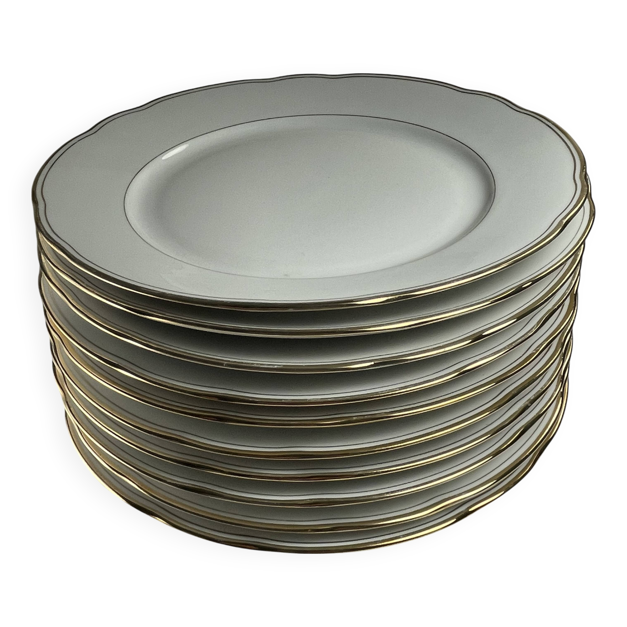 Lot de 10 Assiettes Plates Dorées Bavaria