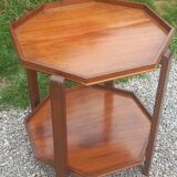 Art Deco folding side table in mahogany with double top marquetry.