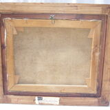 Painted still life painting has oil representing pears