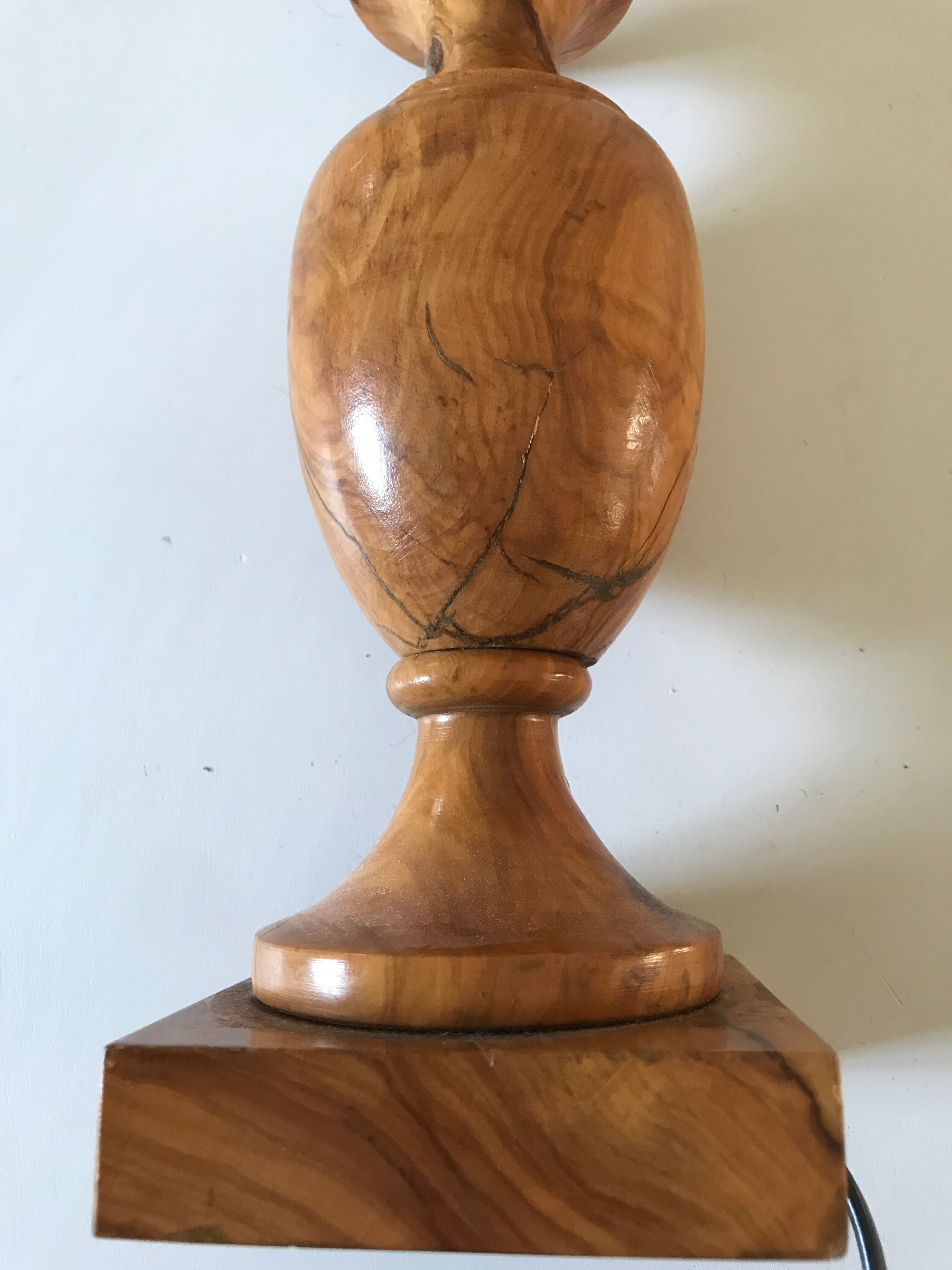 Vintage olive wood lamp