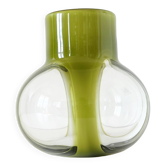 Vintage 1960s green opaline and blown glass vase