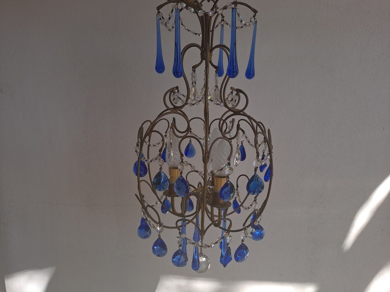 Vintage italian cage chandelier c1940