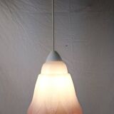 Mid-century white and pink glass suspension French vintage 1950