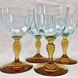 4 old two-tone George Sand wine glasses