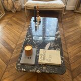 Minimalist design table in black marble Vintage Terrazzo