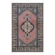 1970s Turkish Oushak Handmade Wool Cotton Pink Blue Area Rug 196x286