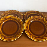 Assiettes à dessert vintages boch modèle trianon marron, années 60