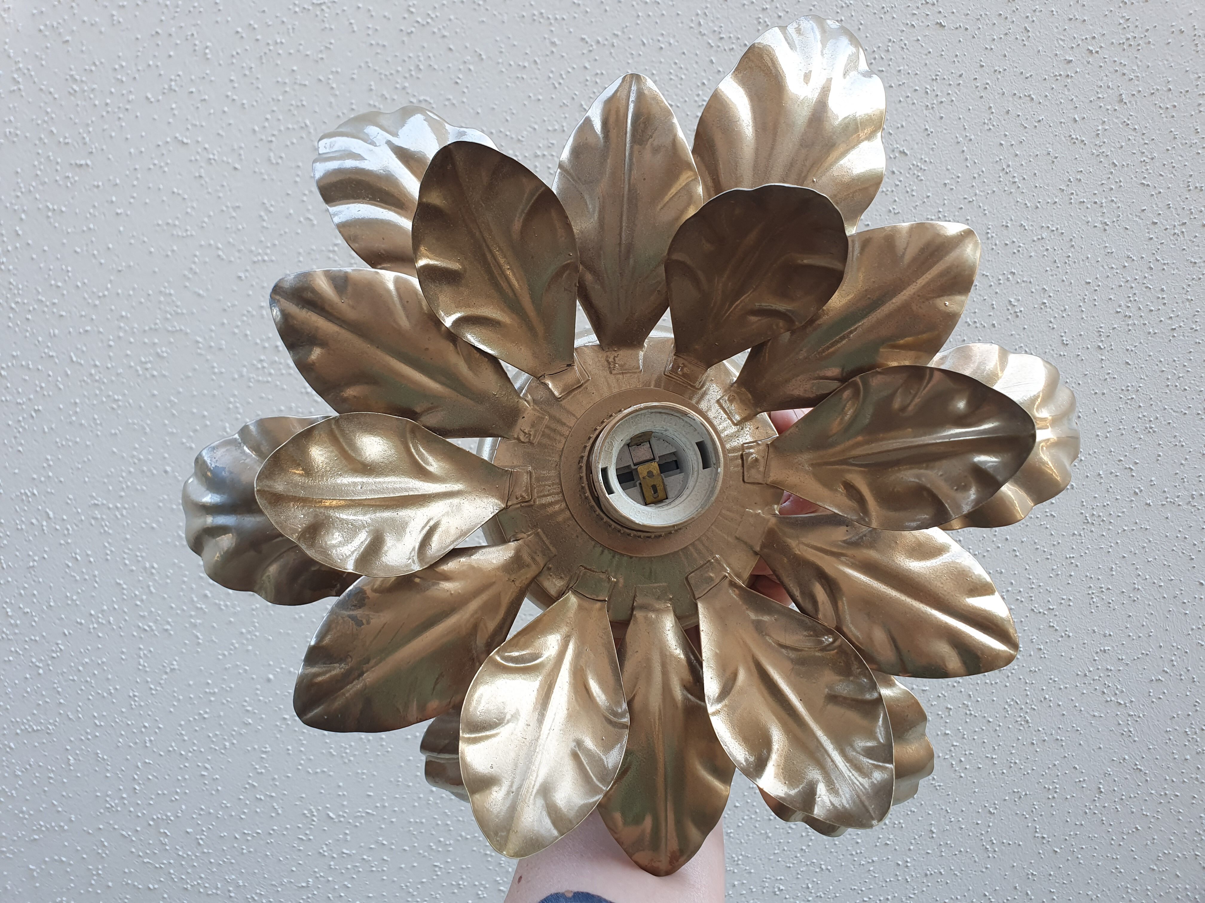 Paire d'appliques : fleurs dorées