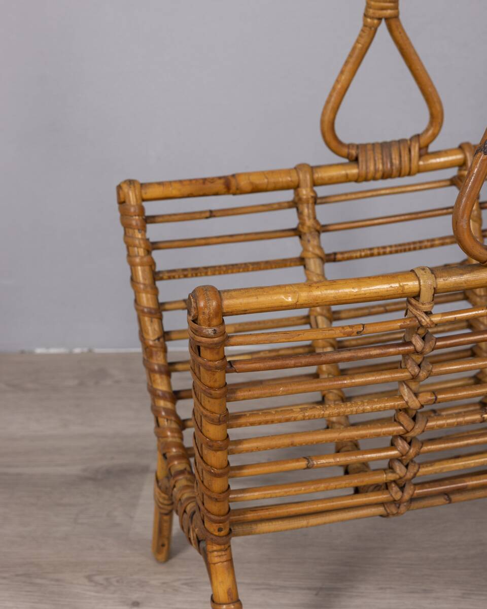 Vintage 1960s Italian design bamboo magazine rack