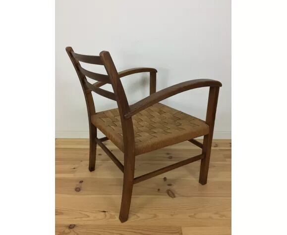 Rope and wood vintage armchair 50s