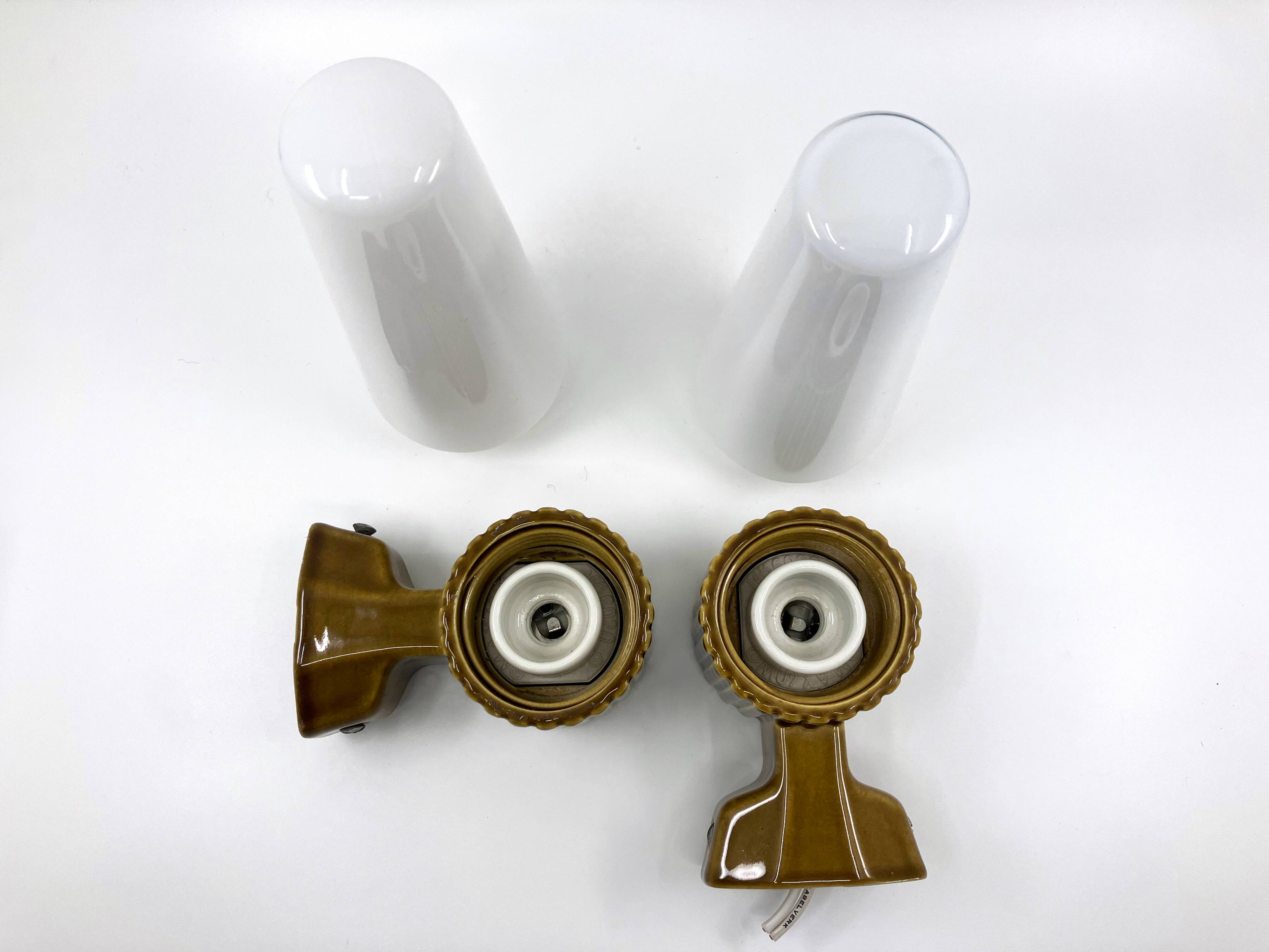 Ifö ceramic/opal glass wall lights • ref 6020 • Hans-Agne Jakobsson
