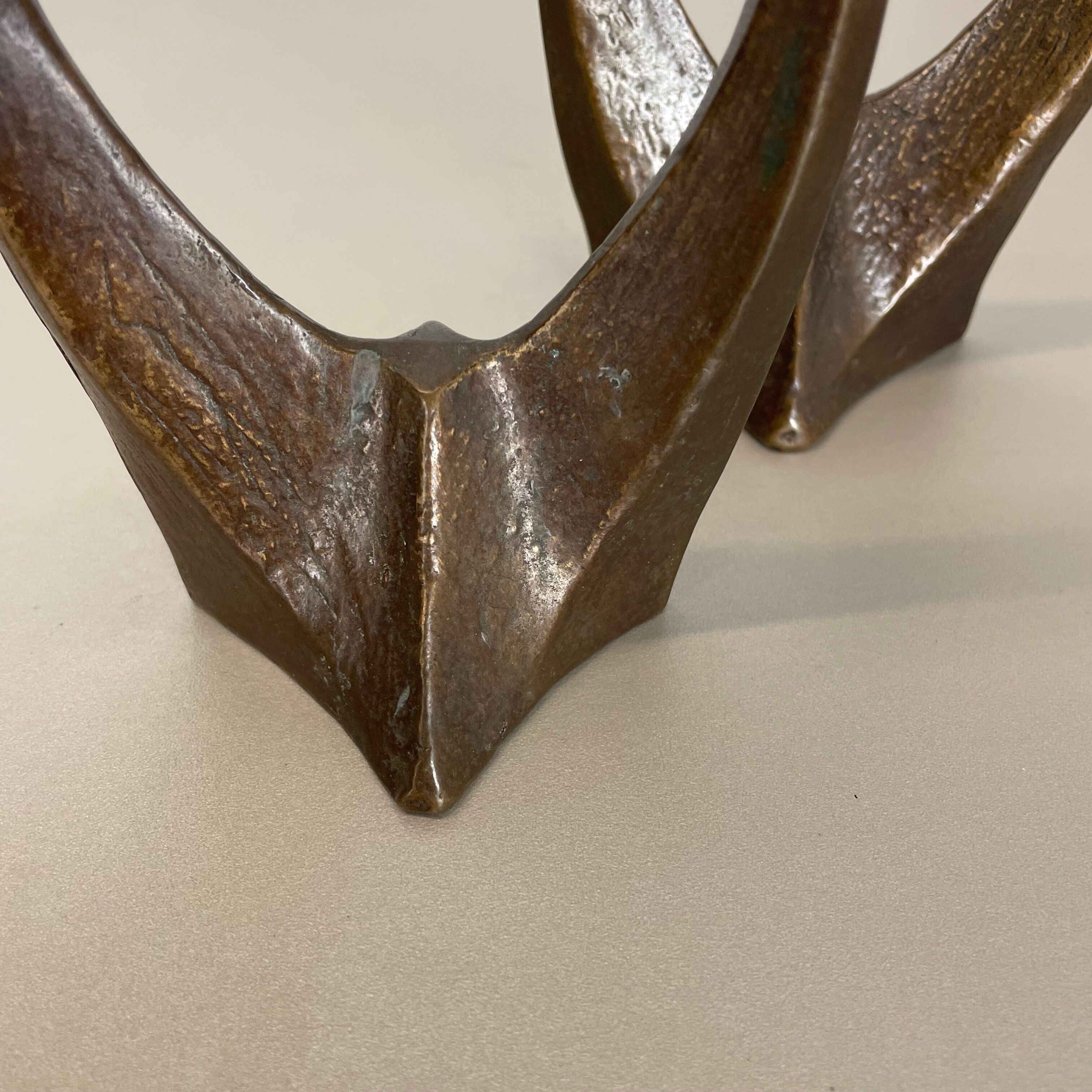 set of 2 Midcentury Brutalist Bronze Candleholder, Michael Harjes, Germany 1960s