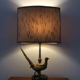 Vintage lamp 70s bronze pheasant
