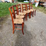 6 old straw chairs