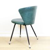 Ensemble de fauteuils club espagnols en fer et skaï vert, années 1960