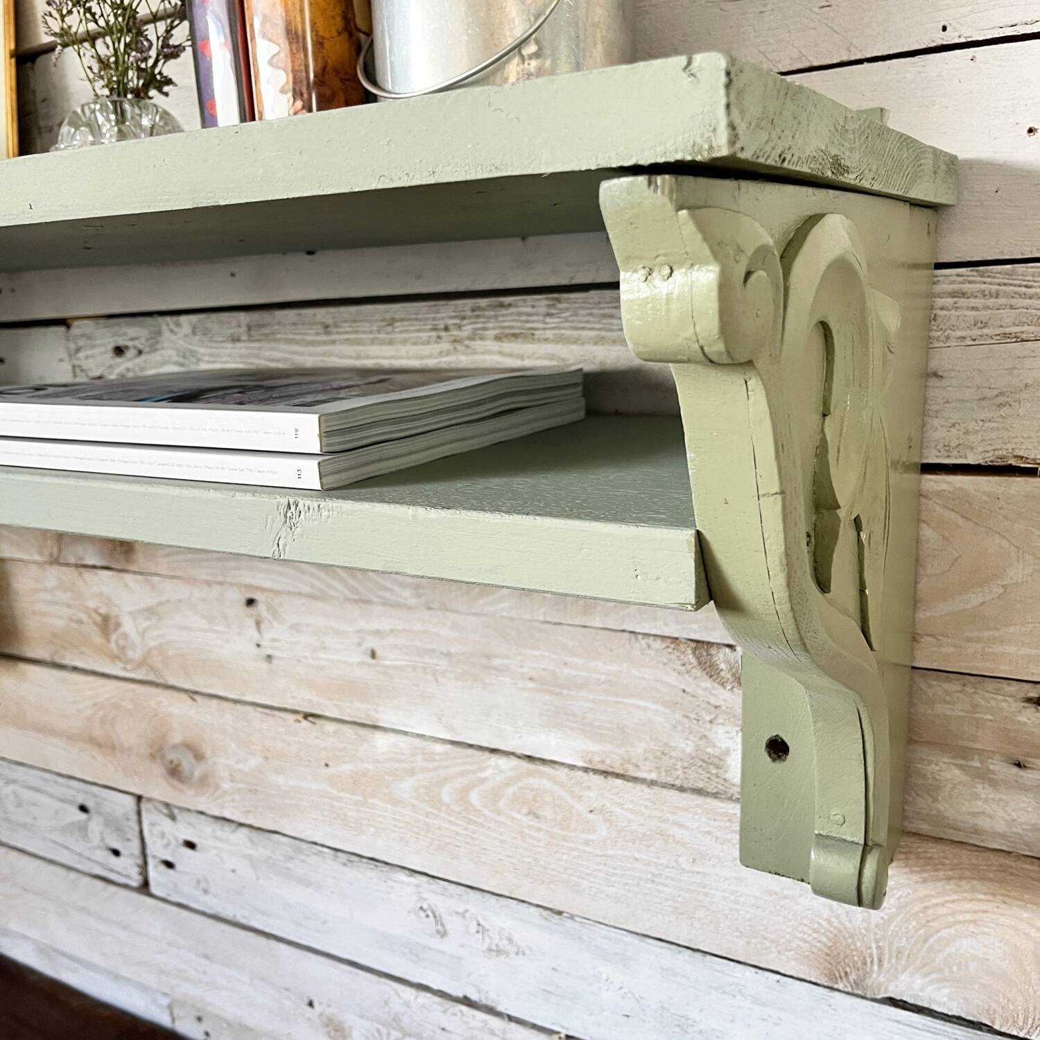Celadon solid wood shelf