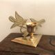 Bougeoir laiton doré décor oiseaux