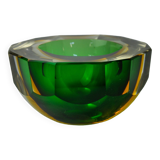 Vide poche sommerso vert et jaune par seguso, verre de murano, italie, 1970