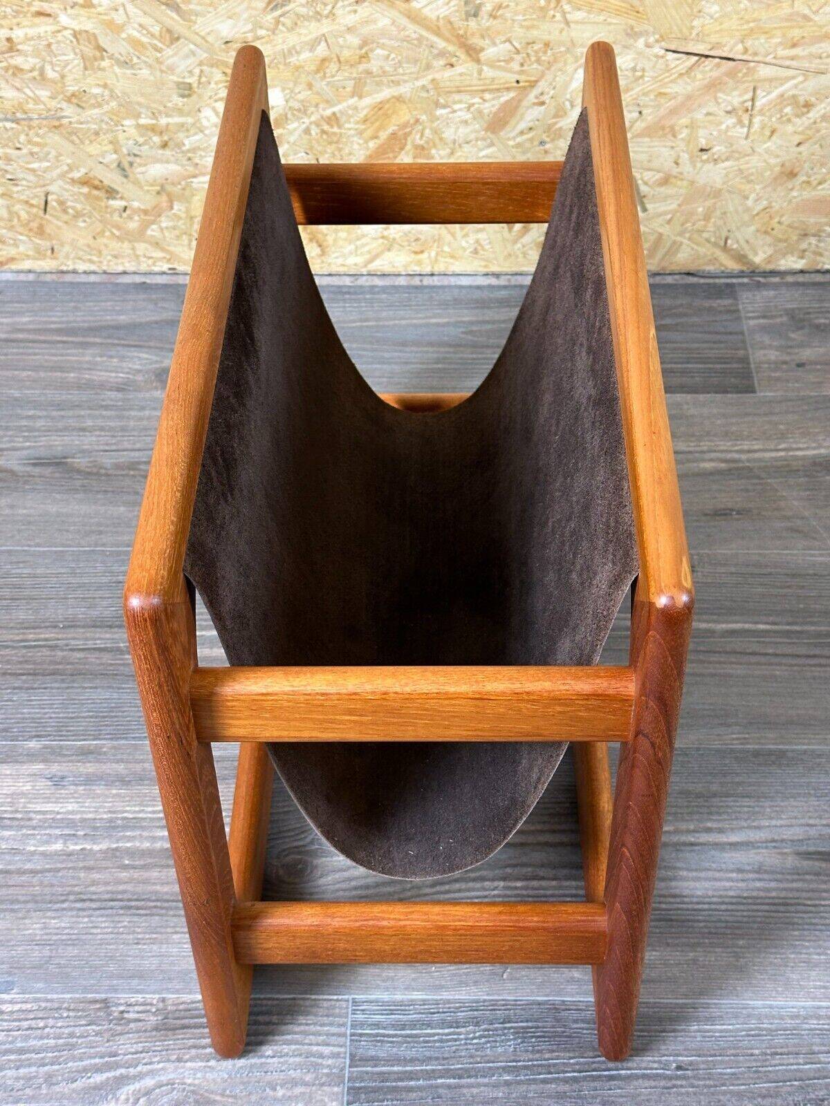 60s 70s newspaper holder Aksel Kjersgaard made of teak & leather