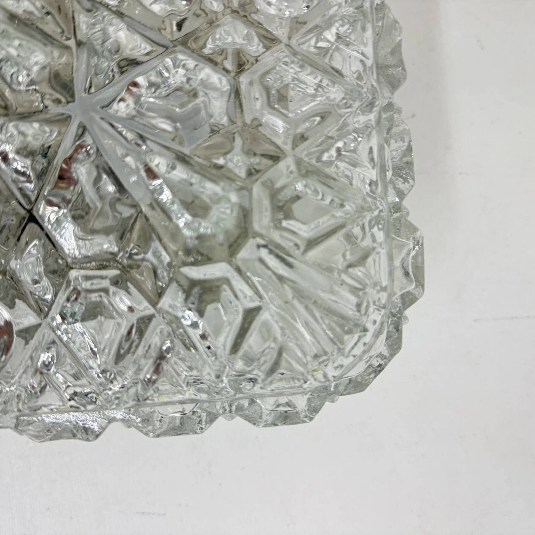 Mid-century crystal wall light / ceiling light by Limburg Glashütte, 1970s Germany