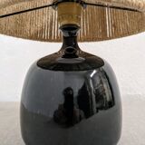 Vintage lamp in enamelled stoneware and jute rope