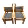 Set of 4 brutalist vintage chairs in solid wood and fabric