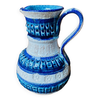 Vintage 70s blue ceramic vase