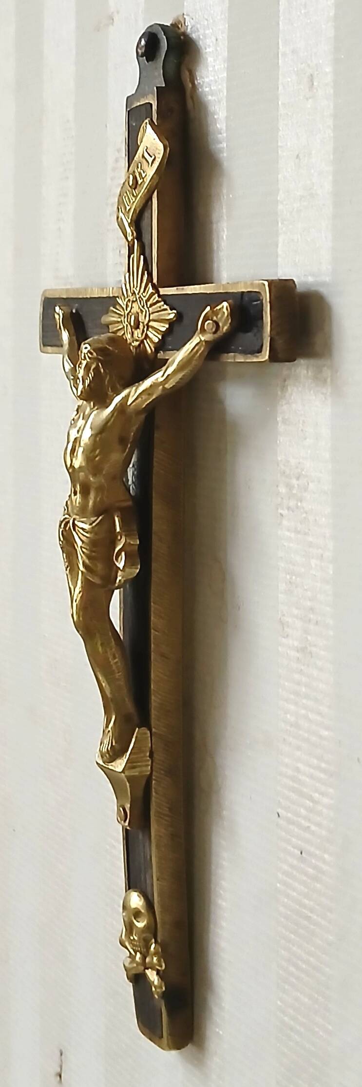 Bronze & ebony "skull" crucifix 19th century