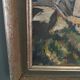 Oil on panel by Poubal 20th century representing a limed frame mill