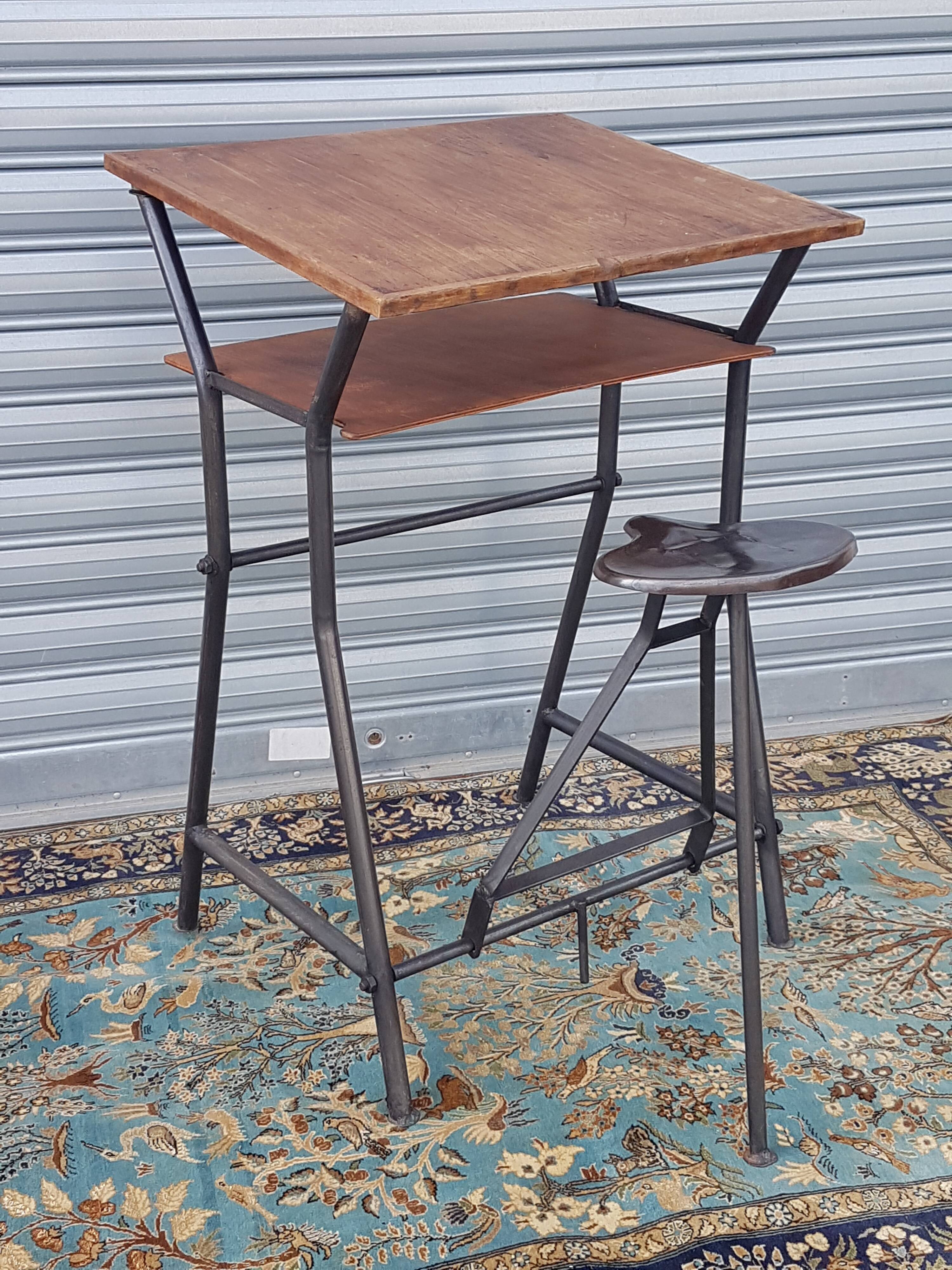 Architect's desk with integrated stool