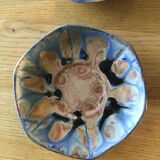 9 octagonal cups and octagonal cups in glazed stoneware G Metenier