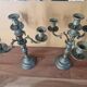 Pair of gilded bronze and brass candelabra with 4 light arms.