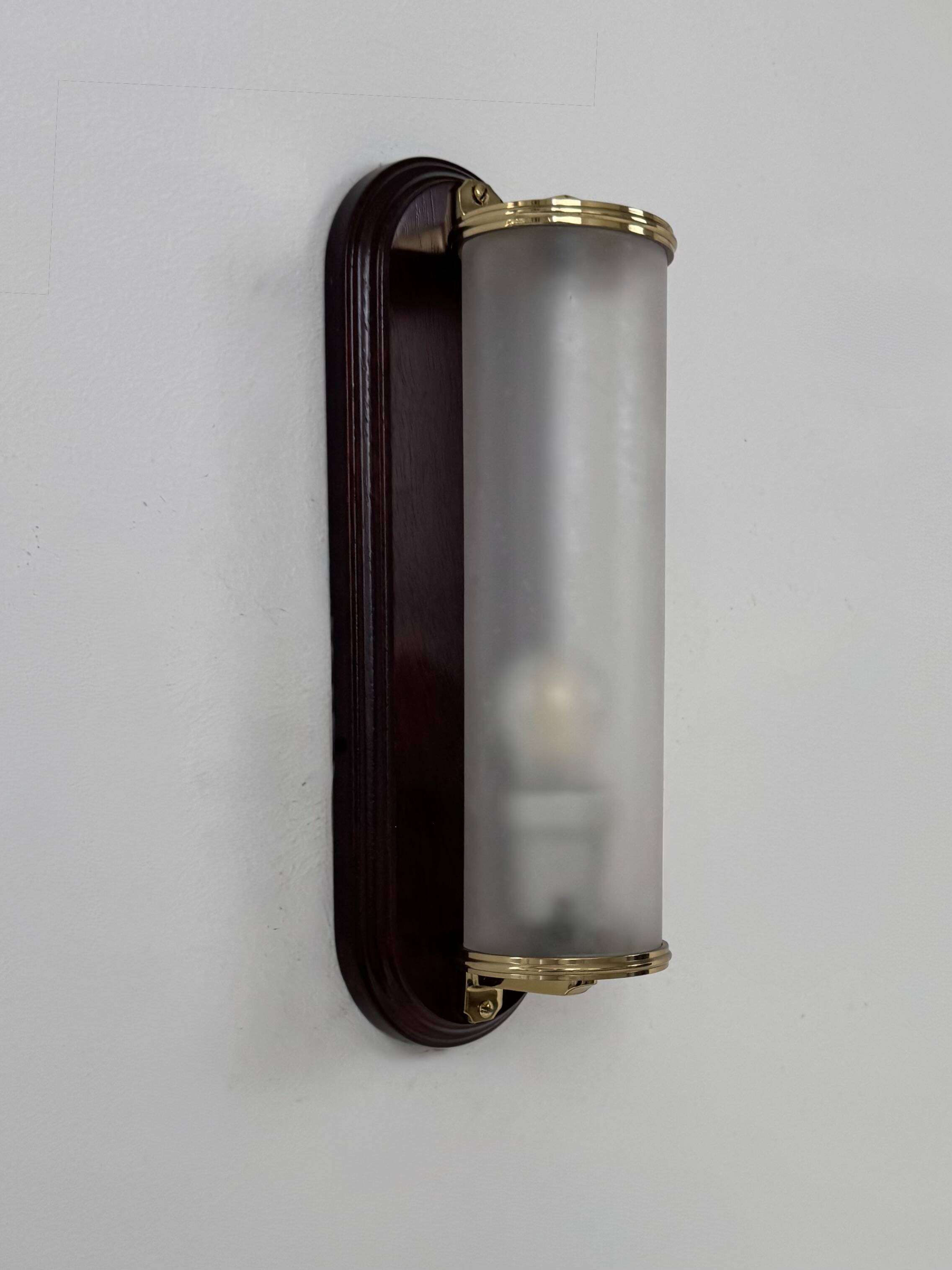 Vintage wall light in wood, glass and brass, France, 1980.