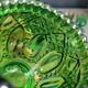 Set of 6 green molded glass glasses