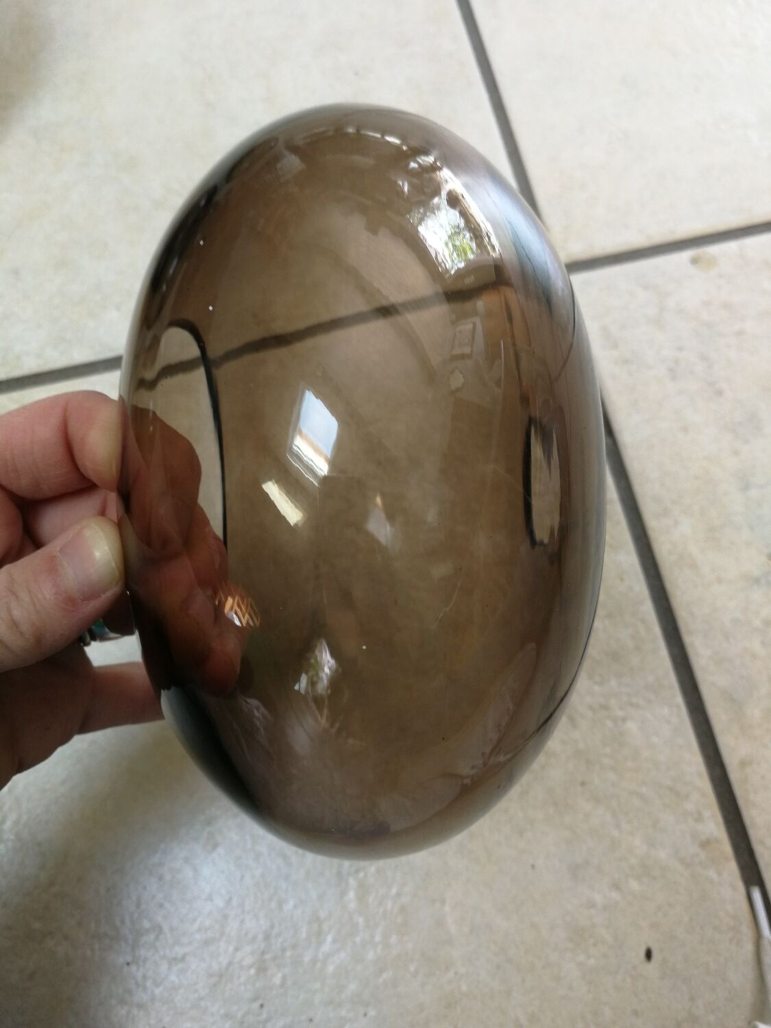 Chandelier 3 balls smoked glass 70's