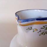 Angoulême earthenware pitcher "Le Renoleau" Moustiers decor