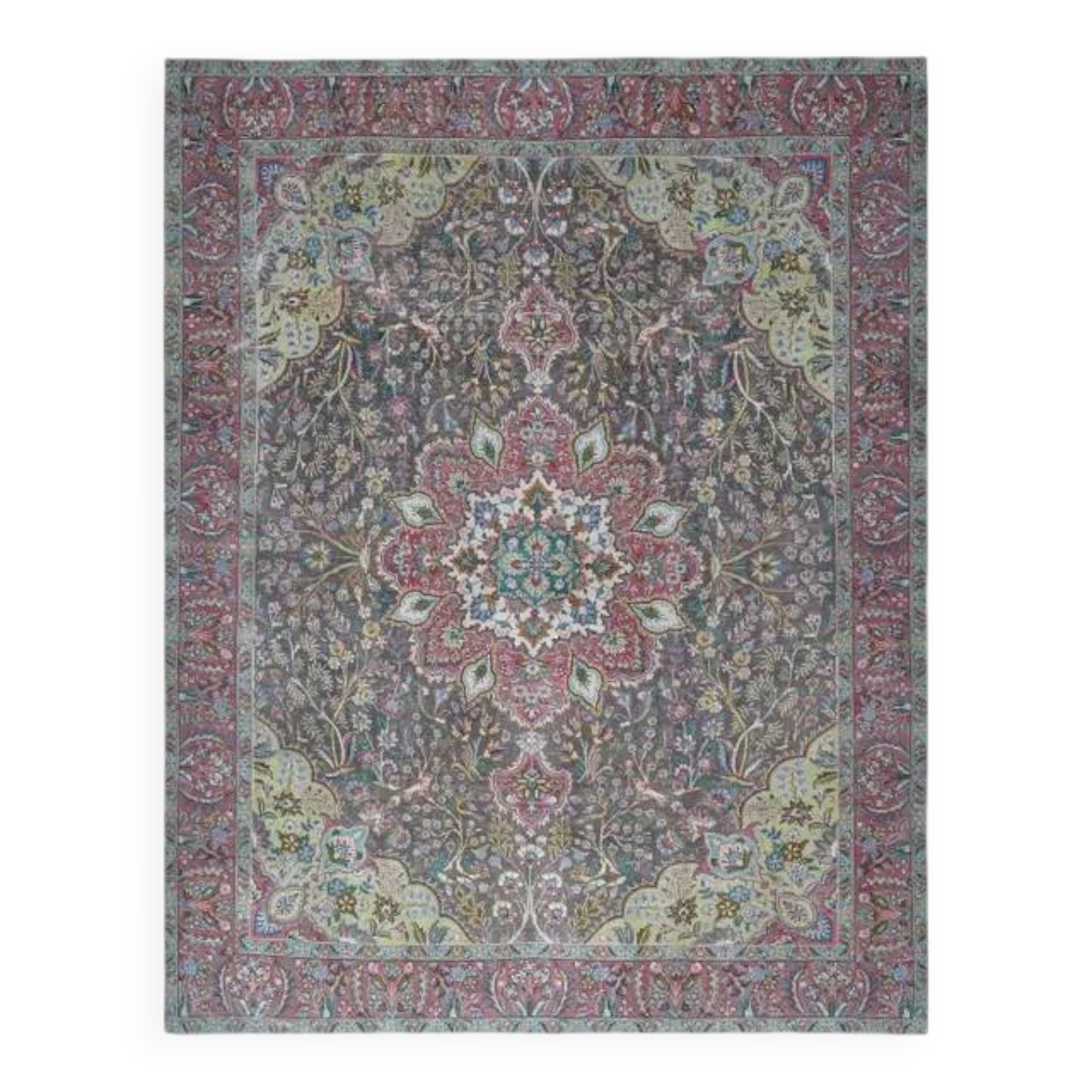 1970s Vintage Persian Handmade Wool Cotton Brown Area Rug 300x386