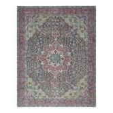 Tapis d'aire vintage persan fait main en laine et coton marron des années 1970 300x386