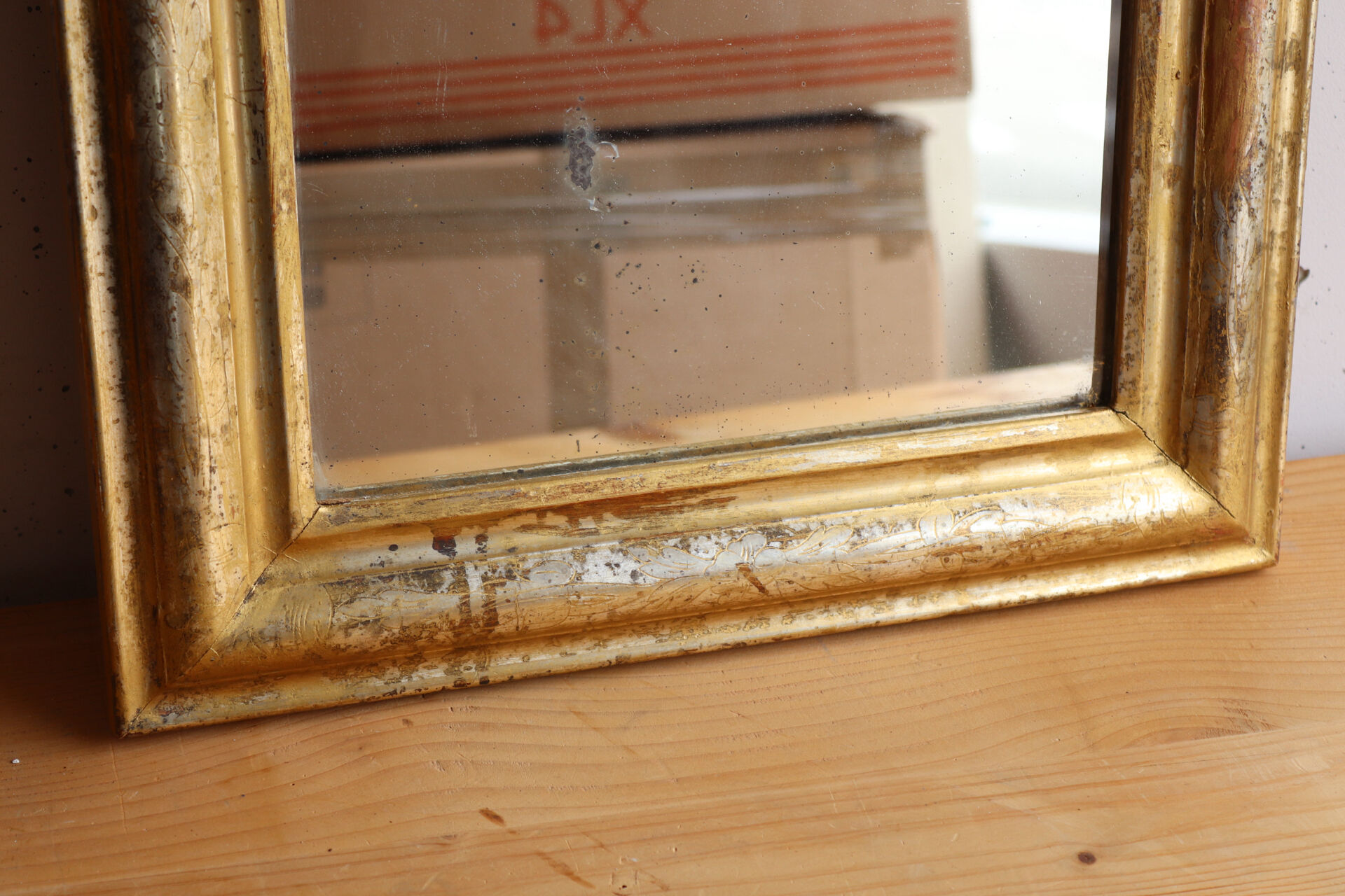 Antique Louis-Philippe gilded small mirror