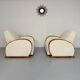 2 antique Art Deco club chairs from the 1930s, bentwood frame, bouclé fabric