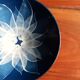 Empty pocket, blue ceramic bowl minimalist floral pattern