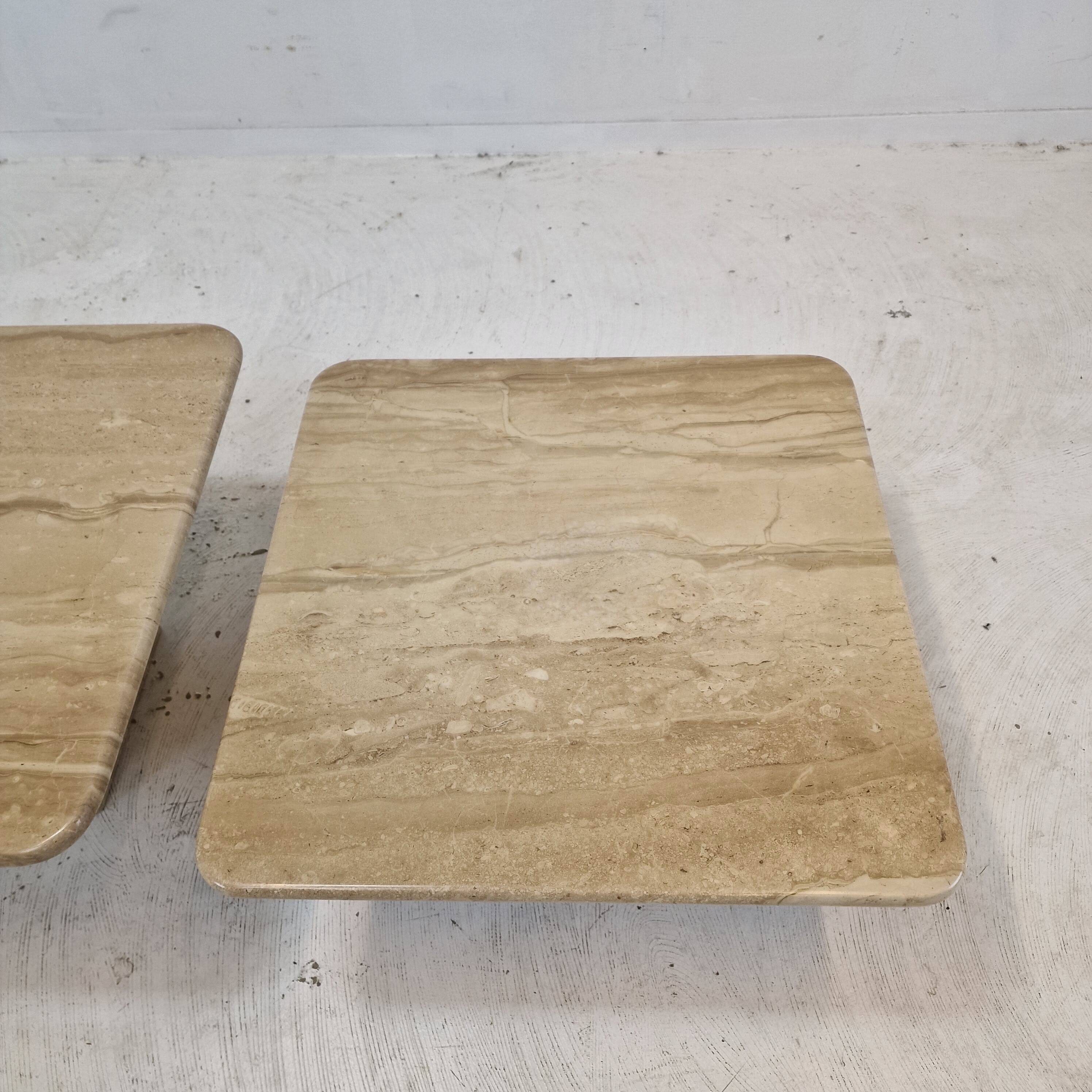 Set of 3 Italian Travertine Coffee or Side Tables, 1980s