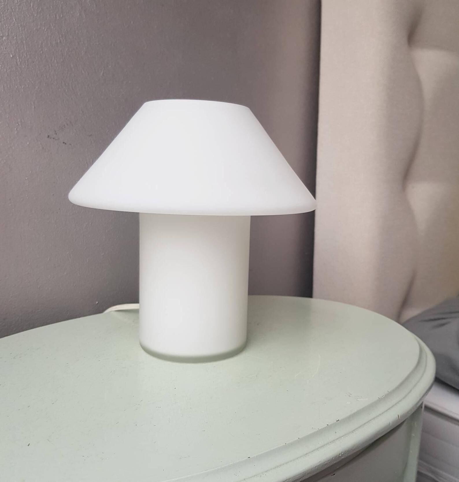 1980s white glass mushroom table lamp